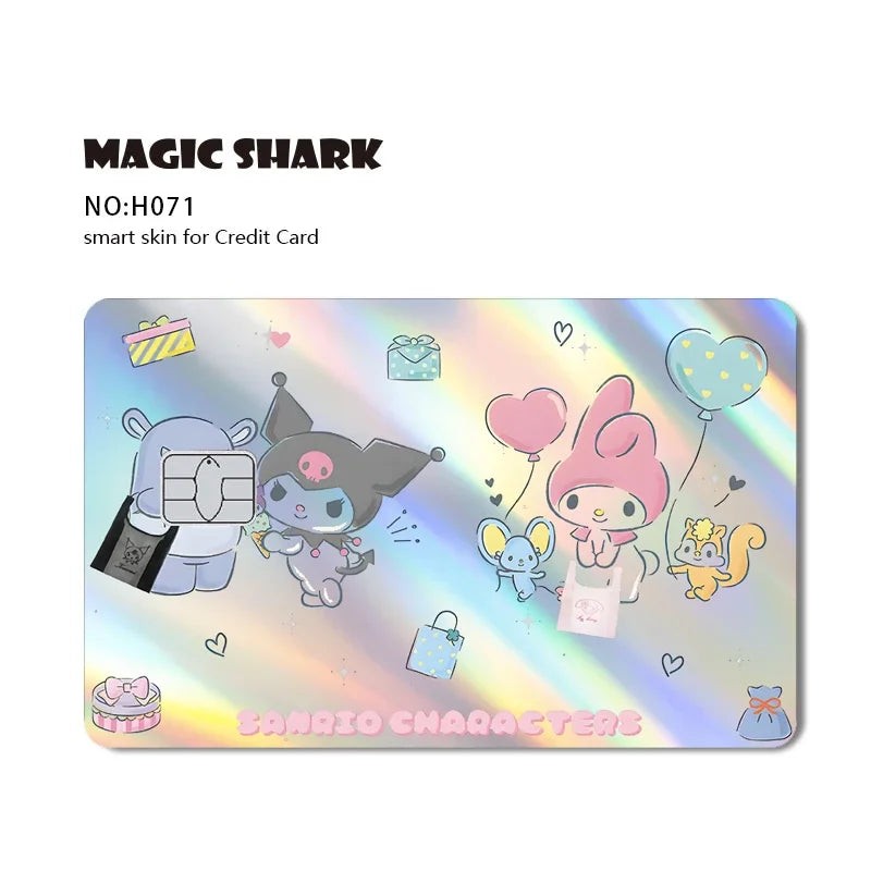 Hot Sale Hello Kitty Kuromi Holographic Laser Shinny Film Skin Cover Sticker for Debit Credit Card Bank Card