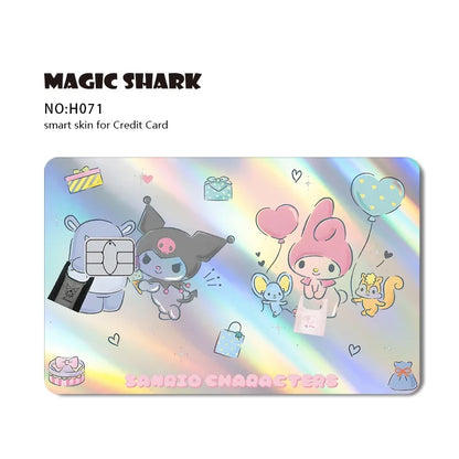 Hot Sale Hello Kitty Kuromi Holographic Laser Shinny Film Skin Cover Sticker for Debit Credit Card Bank Card