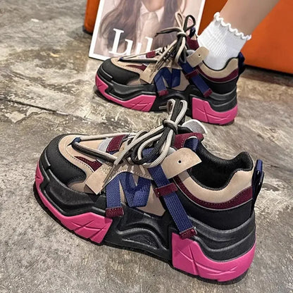 Sneakers Woman Footwear High on Platform Athletic Sports Spring Autumn Shoes for Women Trends 2024 Deals Korean New Casual Light