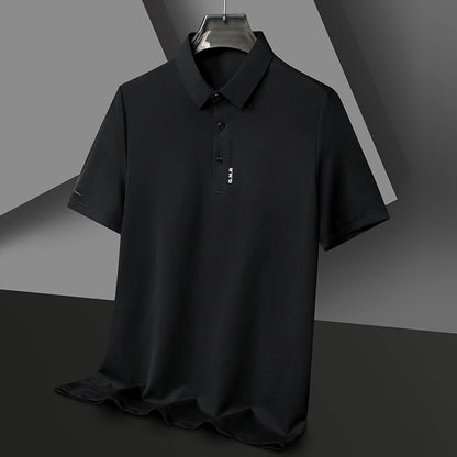 Men's Short Sleeve Solid Color Polo Shirt Breathable Comfortable Elastic Top New Arrivals Casual Business Style