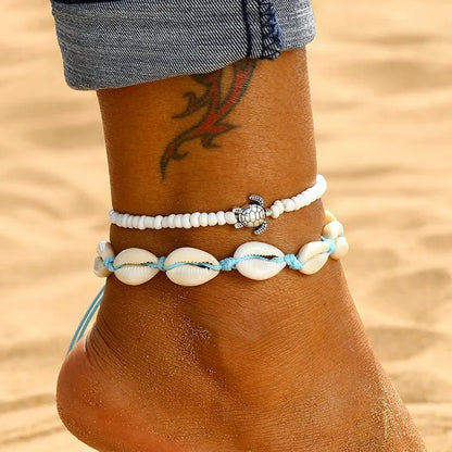 Bohemia Natural Shell Anklets for Women Foot Jewelry Summer Beach Barefoot Bracelet Ankle on Leg Chian Ankle Strap Accessories