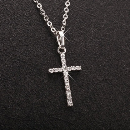 Luxury Zircon Cross Pendants Necklace Fashion Light Golden Silver Color for Men Women Jewelry Chain Accessory