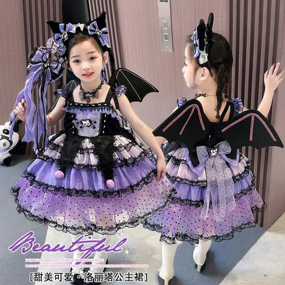 Halloween Sanrio Cosplay Princess Dress Kuromi Lolita Christmas Children's Costume Dresses Puffy Skirt Suit Cute Girls Dress