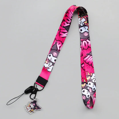 Cute Sanrio Characters Cosplay Accessories Cartoon Neck Strap Lanyard with Phone Strap and Card Holder