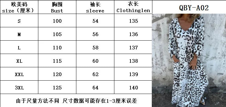 Women Sexy V-Neck Maxi Dresses Summer Bohemian Short Sleeve Leopard Print Long Dress Female Vintage Holiday Beach Cover Up Robe