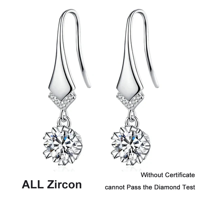 NeeTim 1ct 0.5ct Dカラー モアサナイト ドロップピアス レディース S925シルバー ラボダイヤモンド 婚約 結婚式 パーティー 雪の結晶ピアス