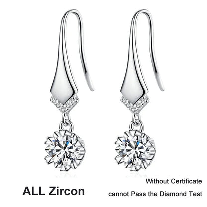 NeeTim 1ct 0.5ct Dカラー モアサナイト ドロップピアス レディース S925シルバー ラボダイヤモンド 婚約 結婚式 パーティー 雪の結晶ピアス