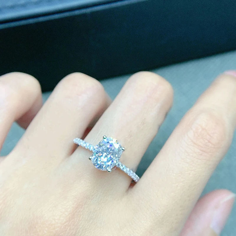 Smyoue オーバルカット 1CT 2CT 3CT Dカラー モアサナイトリング レディース用 ラボダイヤモンド ウェディング プロミスバンド S925 スターリングシルバージュエリー