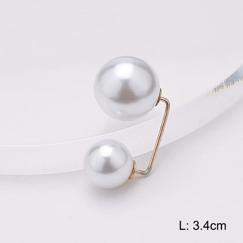 Lapel Pin Women Simulated-Pearl Pendant Pins Crystal Rhinestone Brooch For Woman Scarf Buckle Clips Hat Clothes Multipurpose Pin