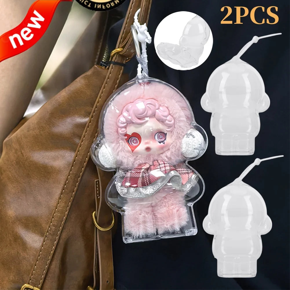 1/2個セット アクリル透明保護ケース ドール用ほこり防止ケース ストラップ付き スカルパンダ冬の動き用 SPドール収納ケース