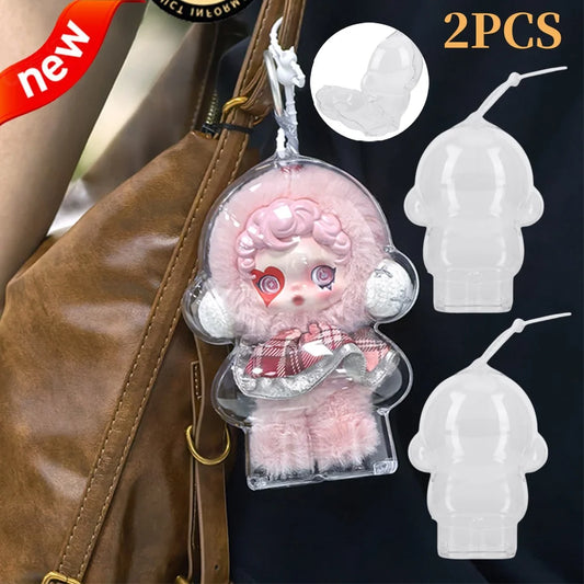 1/2個セット アクリル透明保護ケース ドール用ほこり防止ケース ストラップ付き スカルパンダ冬の動き用 SPドール収納ケース