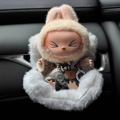Labubu Car Safety Seat For 15-17cm Mini Plush Idol Doll Air Outlet Aromatherapy Car Ornament Gifts Car Interior Decoration