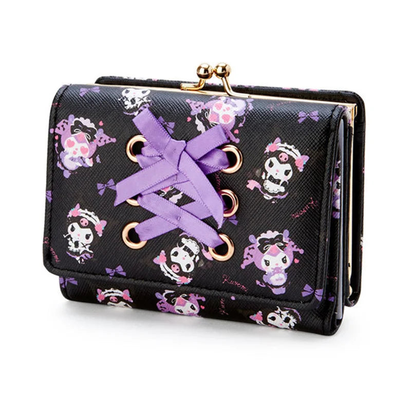 Sanrio Cinnamoroll Kuromi My Melody Hello Kitty Kawaii PU Leather Wallet Card Holders Casual Coin Purse Money Bag