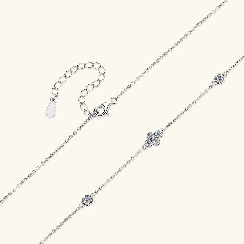 Full Moissanite Flower Necklace Clavicle Chain Adjustable 925 Silver Plated 18k Gold Women's Choker Jewelry Valentine Gift