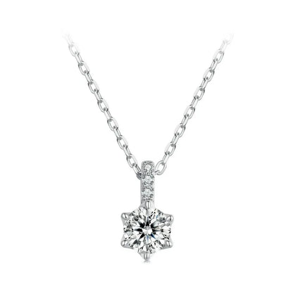 Bamoer U 0.5/1CT Moissanite Pendant Necklace 6 Prongs Round Cut VVS1 Lab Diamond Neck Chain For Women Engagement Jewelry Gift