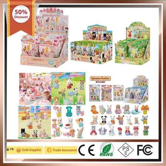 Sylvanian Families Baby Shopping Cake Party Forest Custom Blind Box Baby Mini Toys Kawaii Ternurines Collection  Birthday Gift