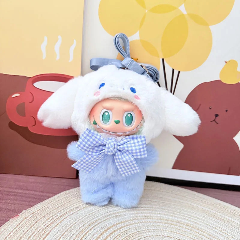 Labubuドール用かわいい動物の服セット 帽子 17cm 服 靴 ドールDIYアクセサリー トレーニング おすわり パーティーゲーム おもちゃ ギフト