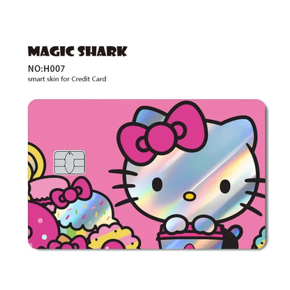 Hot Sale Hello Kitty Kuromi Holographic Laser Shinny Film Skin Cover Sticker for Debit Credit Card Bank Card