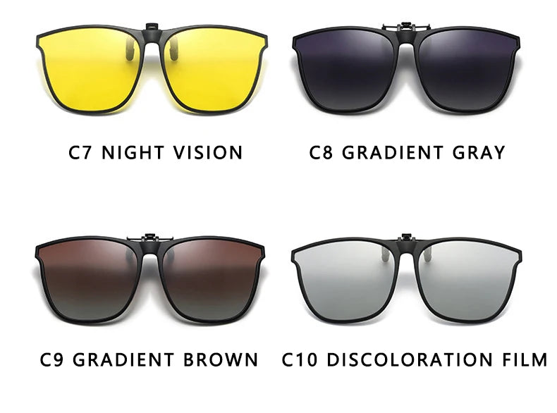 Polarized Clip On Sunglasses Men Car Driver Goggles Night Vision Glasses Anti Glare Vintage Square Glasses Oculos