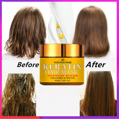 ヘアリペア ヘアマスク ビオチン コラーゲン ケラチン トリートメント ヘアコンディショナー ヘアエッセンシャルオイル 乾燥・ダメージヘアに栄養を与える