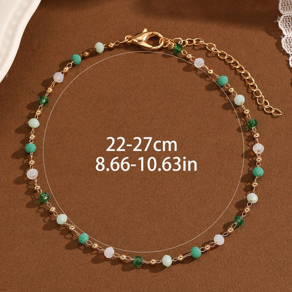 Kinitial Bohemian Women's Anklets Beads Stone Anklet Summer Beach Anklets On Foot Ankle Bracelets For Women Leg Chain
