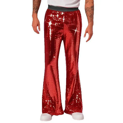 2025 Summer New Men's Luxury Casual Pant Fashion Singer Bar KTV Stage Performance Loose Breathable Silver Trousers