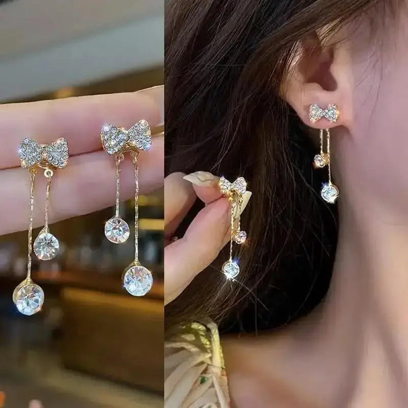 925 Silver Needle Korean Fashion Big Crystal Heart Earrings For Women Jewelry 2025 Trending New Luxury Women's Zircon Earrings