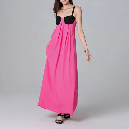 Puloru Night Clubbing Party Dresses Women Patchwork Backless Sleeveless Loose Fit Slips Long Dress Gown Evening Vestidos