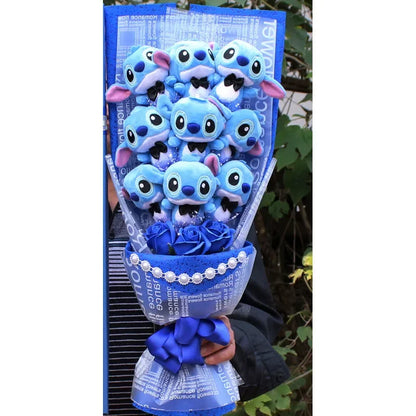 Disney Mickey Minnie Mouse Flower Bouquet Cartoon Lilo Stitch Donald Duck Daisy Plush Toy Doll Bouquet Birthday Valentine Gift
