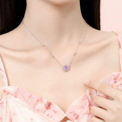 Vinregem Round Cut Lab Sapphire High Carbon Diamond Gemstone Pendant Necklaces 100% 925 Sterling Silver Fine Jewelry Wholesale