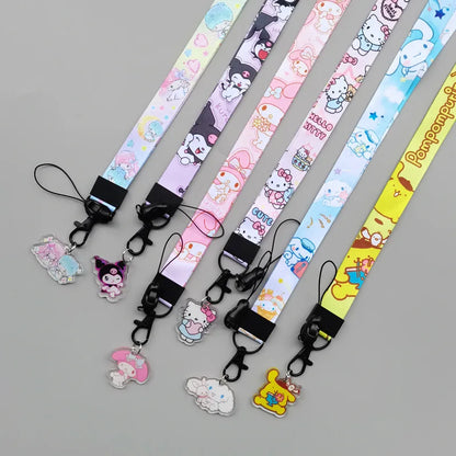 Cute Sanrio Characters Cosplay Accessories Cartoon Neck Strap Lanyard with Phone Strap and Card Holder