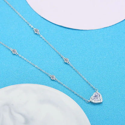 TY 0.8CT モアサナイト 925 スターリングシルバー ネックレス レディース ハートペンダントネックレス Dカラー 輝くファインジュエリー ラボダイヤモンド