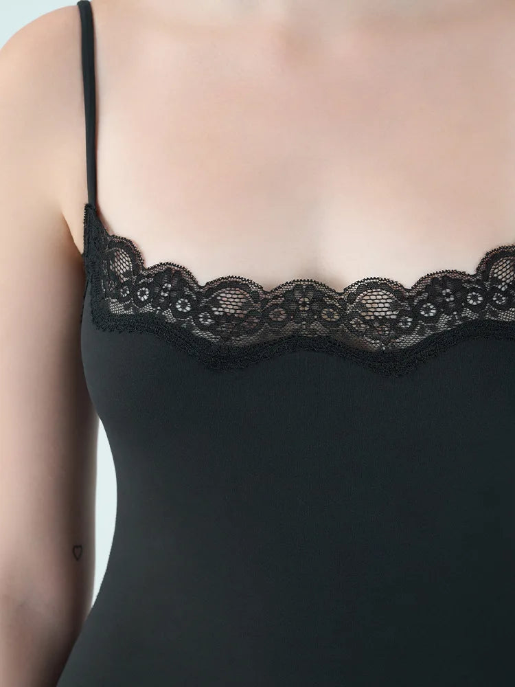Summer Hot Girl Lace Edge Shoulder Strap Adjustable Jumpsuit Tight Fitting Vest Bodysuits Women's Sports Yoga Shapewear Camisole