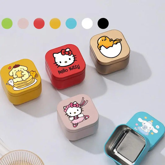 Anime Sanrio Hello Kitty Kuromi Square Metal Storage Box Cinnamoroll Storage Boxes for Organizing Birthday Christmas Gifts
