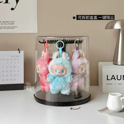 2024 new labubu pendant display box rotating transparent labubu plush doll figure blind box storage display stand girl gifts