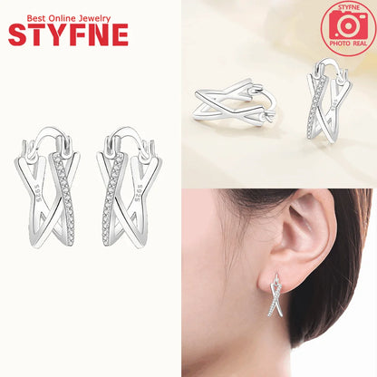 New 925 Silver Blue Zircon Star Earrings Interactive Love Wave Hoop Earrings Original Jewelry Fot Wedding Birthday Women Gifts