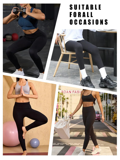 3 Pack Women's Super Soft Leggings High Waisted Tummy Control No See Through Workout Yoga Running Athletic Push Up Gym  Leggings
