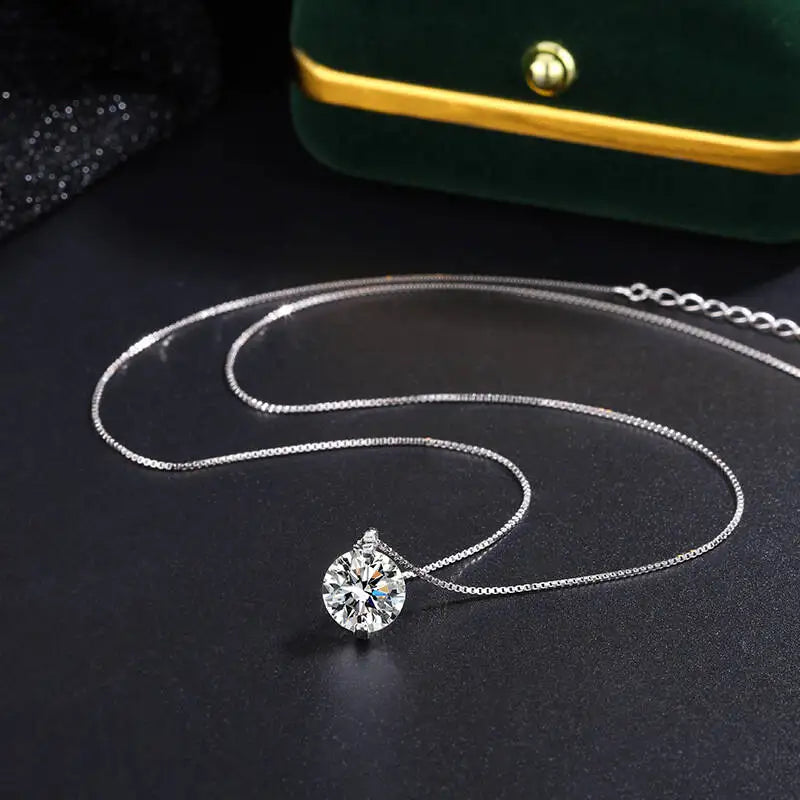 2CT Dカラー モアサナイト シンプル ペンダント ネックレス 証明書付き 925スターリングシルバー レディース ネックレス ファインジュエリー ウェディングギフト