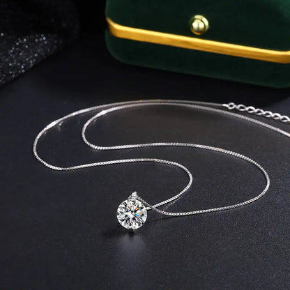 2CT Dカラー モアサナイト シンプル ペンダント ネックレス 証明書付き 925スターリングシルバー レディース ネックレス ファインジュエリー ウェディングギフト