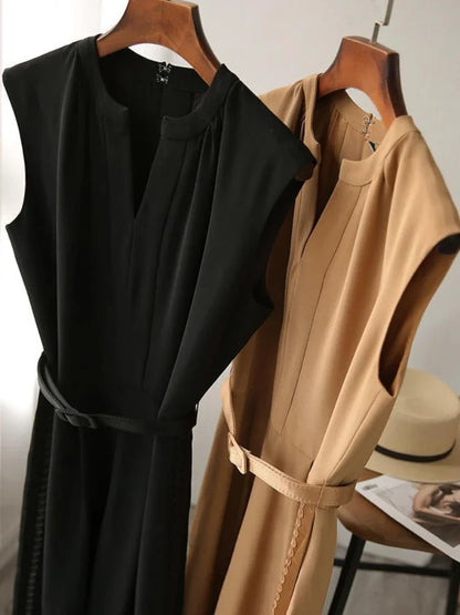 Fashion Casual Wide Leg Pants Rompers Women Bodysuit Sashes Slim Waist V-neck Jump Suit Korean Vintage Suit Summer Jumpsuit
