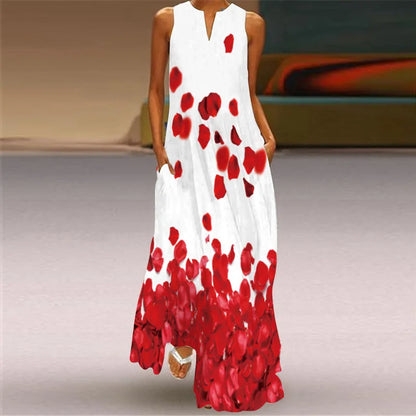 Summer Sexy Maxi Dresses Women Sleeveless V-Neck Robe Party 2025 Retro Loose Beach Vestidos Y2k  S-5XL