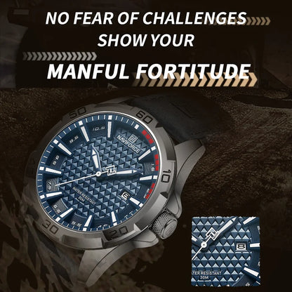 NAVIFORCEブランド メンズファッションクォーツ腕時計 男性用レザーストラップ スポーツ 防水腕時計 カレンダー時計 レロジオマスキュリーノ