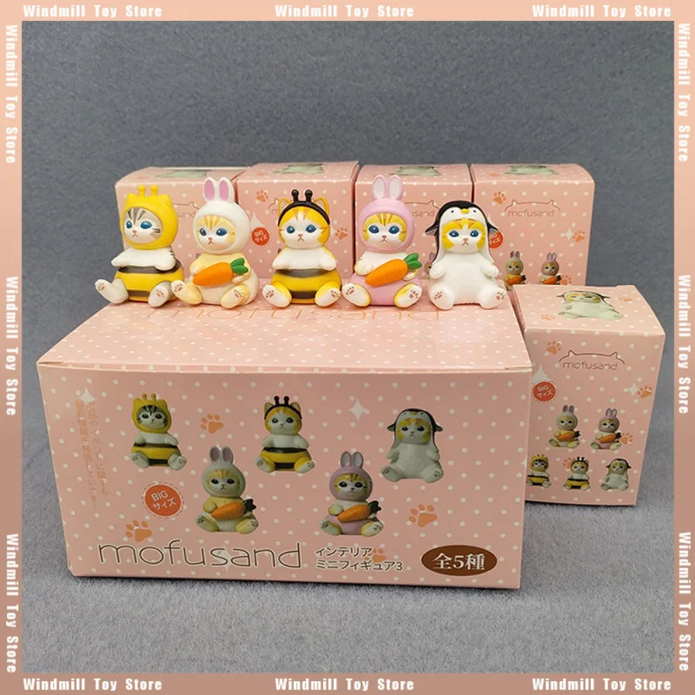 4cm Mofu 猫 サンズ アクションフィギュア コレクションセット 動物ヘッドギア人形 かわいい PVCモデル デスクトップ装飾 工芸品 ギフト おもちゃ