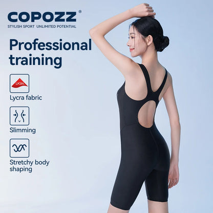 COPOZZ レディース ワンピース水着 無地 ノースリーブ くり抜き Vネック 夏 女性用 水泳 スポーツ 大人用 スリム 水着 ビーチ
