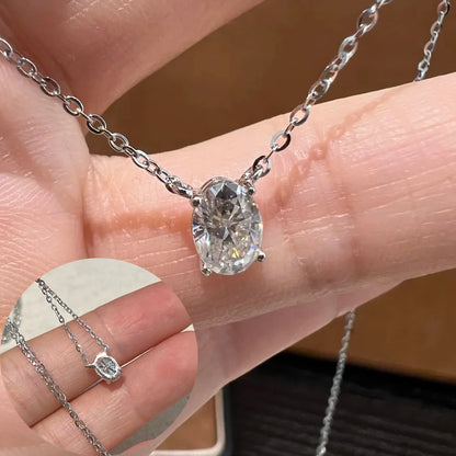 COSYA 1-3CT Oval Cut Moissanite Pendant Necklace For Women S925 Silver 18K Gold Lab Diamond Necklace Wedding Party Fine Jewelry