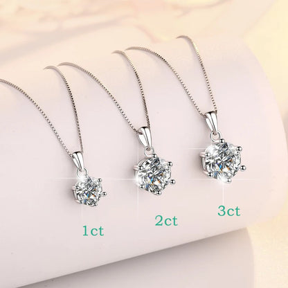 Smyoue 0.5-5CT D Color Zircon/moissanite Necklace for Women Sparkling Lab Diamond Pendant 925 Sterling Silver Wedding Jewelry