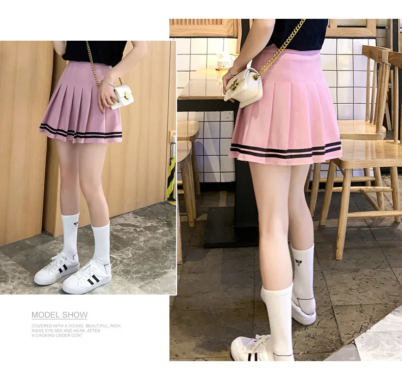 かわいい原宿スカート プレッピー スクールユニフォーム ハイウエスト プリーツ レディース ガールズ ロリータ Aライン セーラースカート