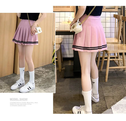 かわいい原宿スカート プレッピー スクールユニフォーム ハイウエスト プリーツ レディース ガールズ ロリータ Aライン セーラースカート