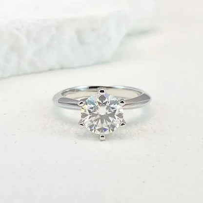 NeeTim 0.5-5ct Moissanite Ring For Women 925 Sterling Silver with White Gold Plated Lab Diamond Engagement Wedding Band Jewelry