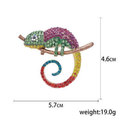 Rhinestone Chameleon Brooch for Women Unisex Enamel Lizard Pin Banquet Party Backpack Gifts Jewelry Accessories